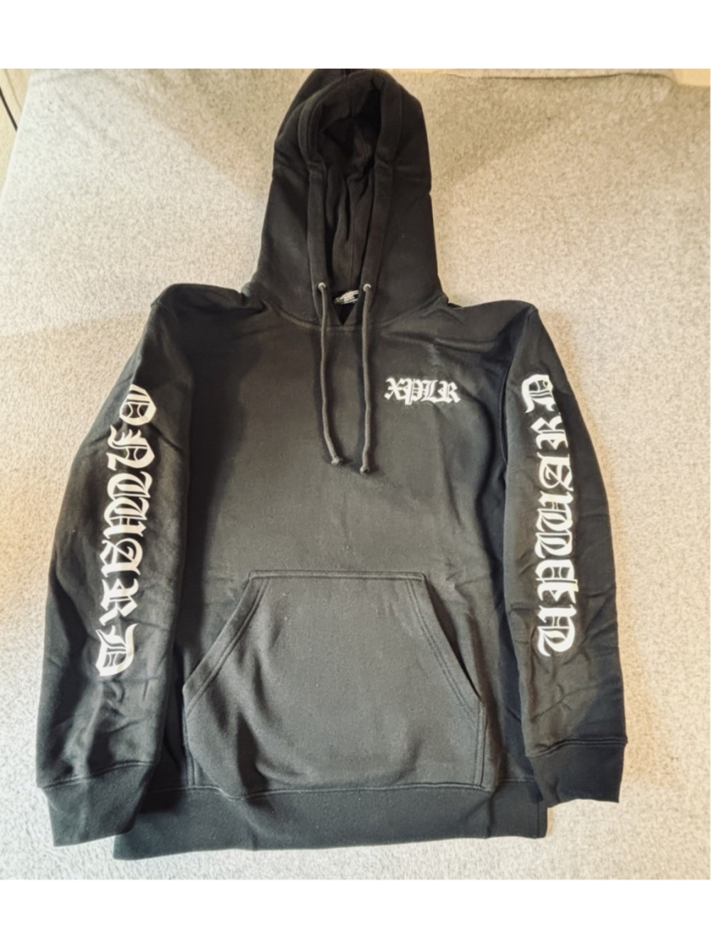 XPLR Forever Sam & Colby Black Pullover Hoodie Men’s Medium Gothic Logo NWOT